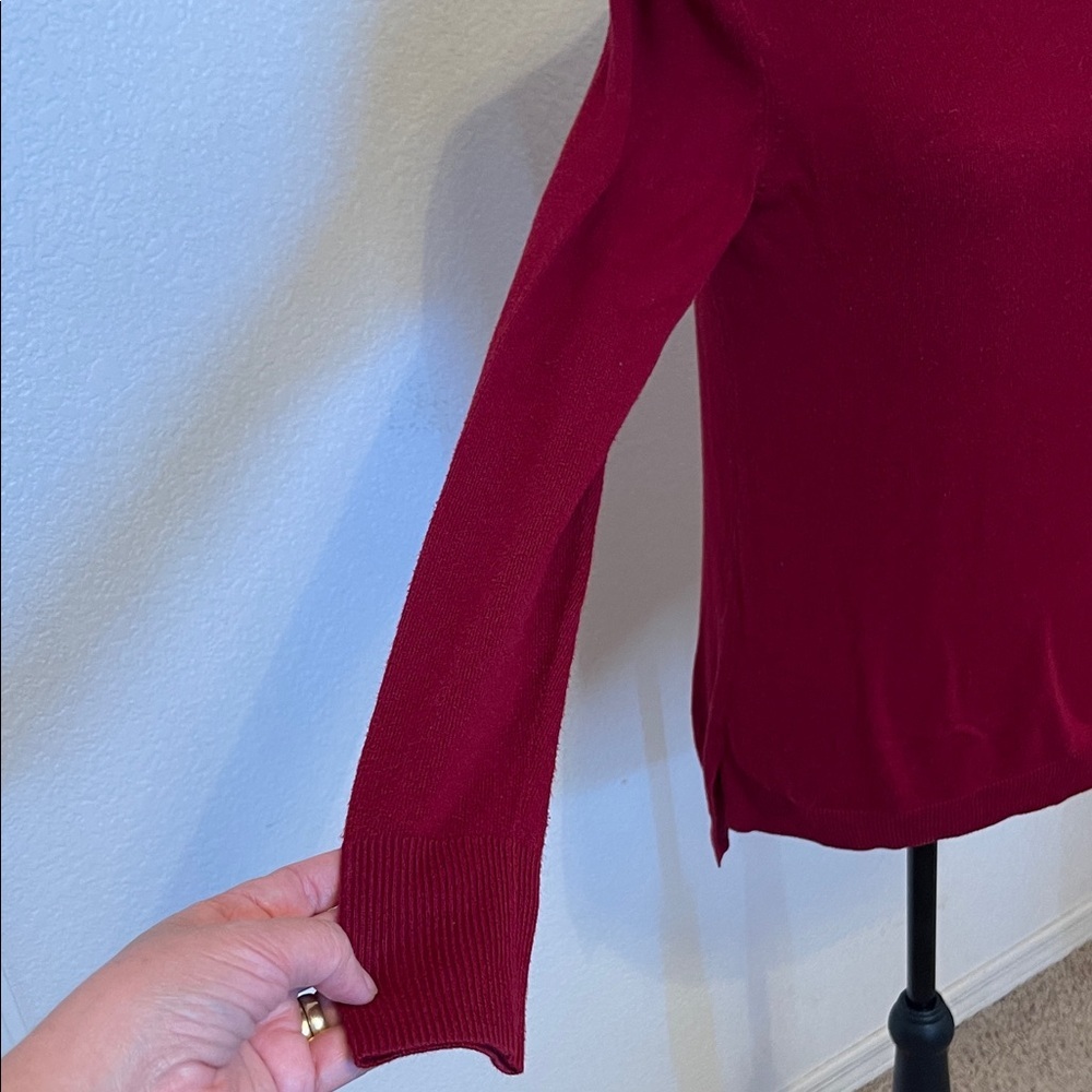 The Limited Burgundy Crewneck Sweater with Beaded Fox Accent - Picture 6 of 7